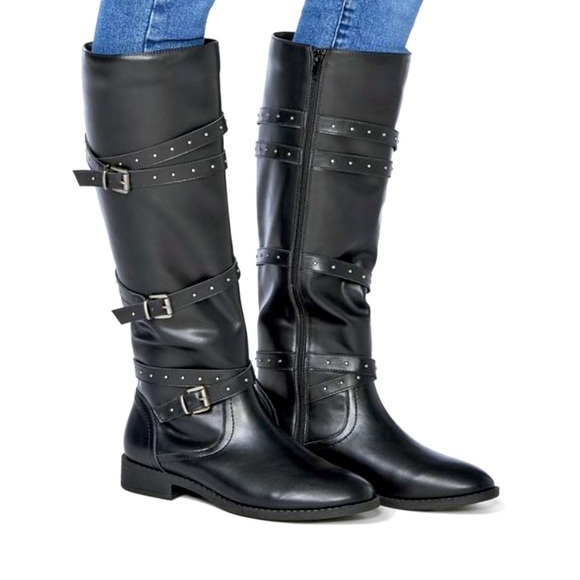 NWT! Designer Yara Flat Boots by Just Fab, size 9 wide calf! - Picture 1 of 5